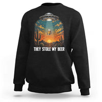 They Stole My Beer Sweatshirt Funny UFO Abducting Beer Mug Vintage Western Gift