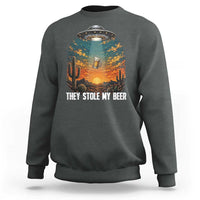They Stole My Beer Sweatshirt Funny UFO Abducting Beer Mug Vintage Western Gift