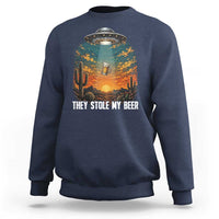 They Stole My Beer Sweatshirt Funny UFO Abducting Beer Mug Vintage Western Gift