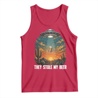 They Stole My Beer Tank Top Funny UFO Abducting Beer Mug Vintage Western Gift