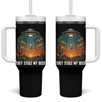 They Stole My Beer Tumbler With Handle Funny UFO Abducting Beer Mug Vintage Western Gift