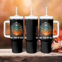 They Stole My Beer Tumbler With Handle Funny UFO Abducting Beer Mug Vintage Western Gift