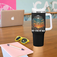 They Stole My Beer Tumbler With Handle Funny UFO Abducting Beer Mug Vintage Western Gift