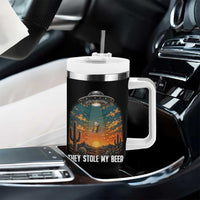 They Stole My Beer Tumbler With Handle Funny UFO Abducting Beer Mug Vintage Western Gift