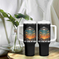 They Stole My Beer Tumbler With Handle Funny UFO Abducting Beer Mug Vintage Western Gift