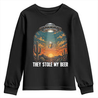 They Stole My Beer Youth Sweatshirt Funny UFO Abducting Beer Mug Vintage Western Gift
