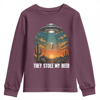 They Stole My Beer Youth Sweatshirt Funny UFO Abducting Beer Mug Vintage Western Gift