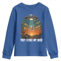 They Stole My Beer Youth Sweatshirt Funny UFO Abducting Beer Mug Vintage Western Gift