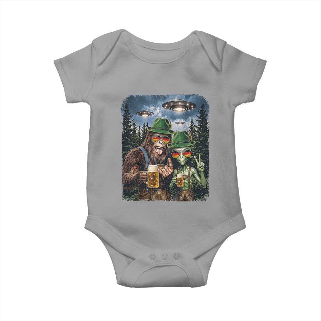 Funny Bigfoot Alien Oktoberfest Baby Onesie Selfie Beer Party German Lederhosen UFO Gift