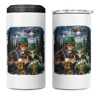 Funny Bigfoot Alien Oktoberfest 4 in 1 Can Cooler Tumbler Selfie Beer Party German Lederhosen UFO Gift