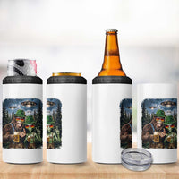 Funny Bigfoot Alien Oktoberfest 4 in 1 Can Cooler Tumbler Selfie Beer Party German Lederhosen UFO Gift