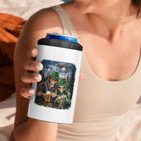 Funny Bigfoot Alien Oktoberfest 4 in 1 Can Cooler Tumbler Selfie Beer Party German Lederhosen UFO Gift
