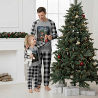 Funny Bigfoot Alien Oktoberfest Plaid Pajama Set Selfie Beer Party German Lederhosen UFO Gift