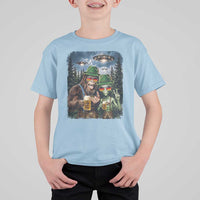 Funny Bigfoot Alien Oktoberfest T Shirt For Kid Selfie Beer Party German Lederhosen UFO Gift