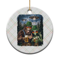 Funny Bigfoot Alien Oktoberfest Ceramic Ornament Selfie Beer Party German Lederhosen UFO Gift