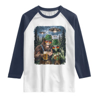 Funny Bigfoot Alien Oktoberfest Raglan Shirt Selfie Beer Party German Lederhosen UFO Gift