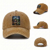 Funny Bigfoot Alien Oktoberfest Washed Cotton Baseball Cap Selfie Beer Party German Lederhosen UFO Gift