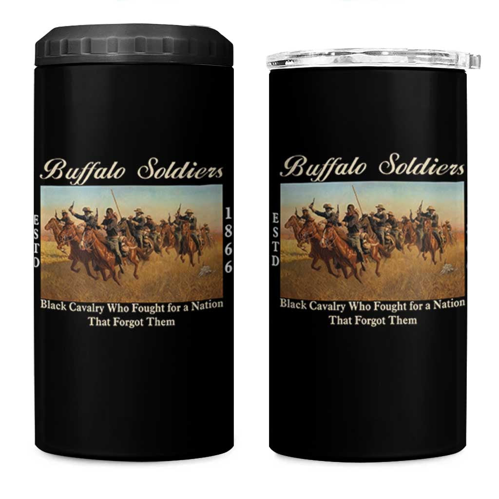 Buffalo Soldiers Black Cavalry 1866 4 in 1 Can Cooler Tumbler African American Military History Black History Gift