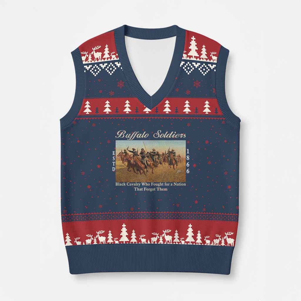 Buffalo Soldiers Black Cavalry 1866 V-Neck Knit Sweater Vest African American Military History Black History Gift