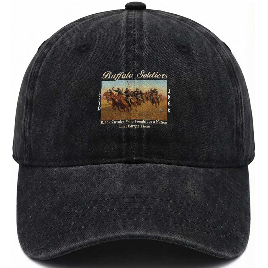 Buffalo Soldiers Black Cavalry 1866 Washed Cotton Baseball Cap African American Military History Black History Gift