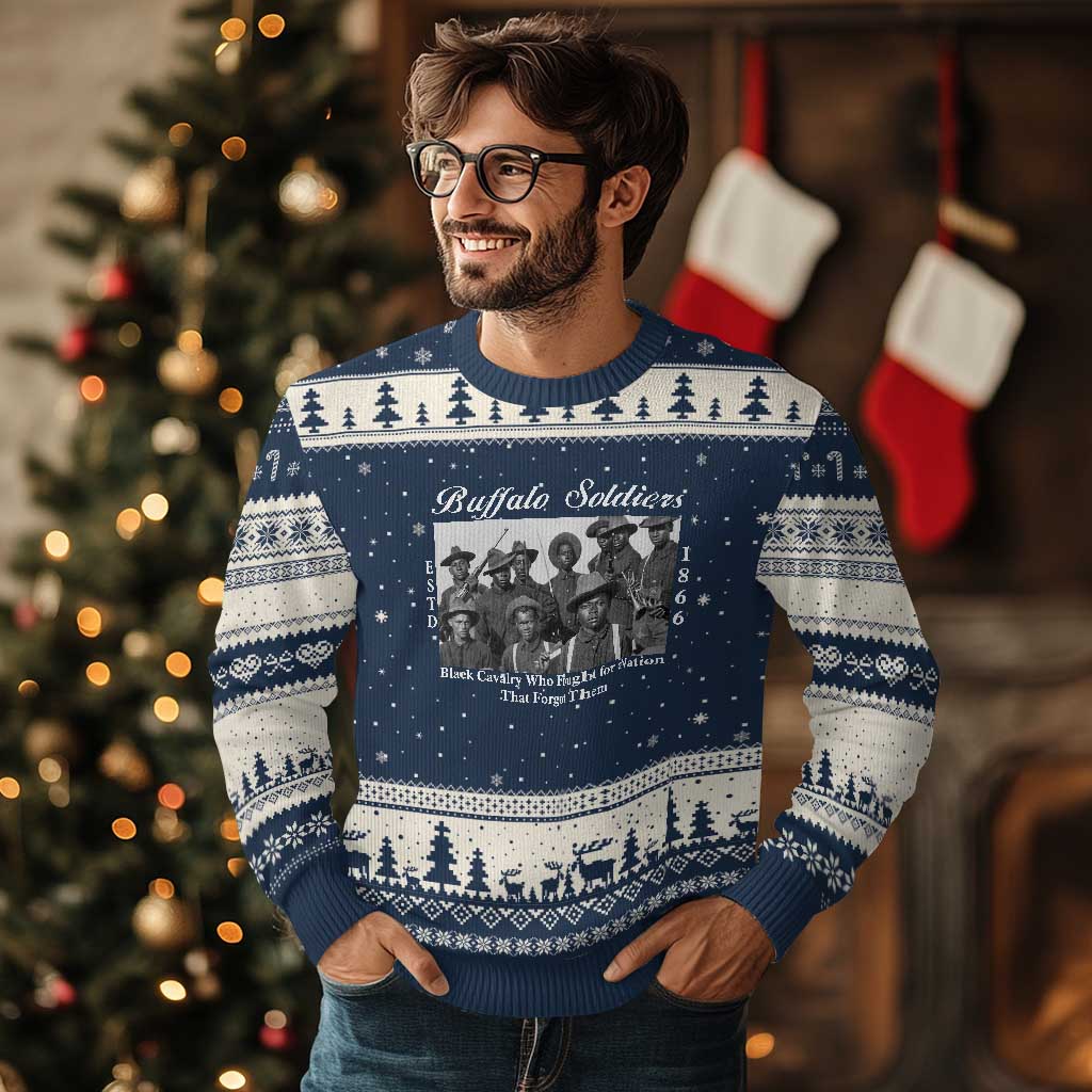 Buffalo Soldiers 1866 African American Cavalry Ugly Christmas Sweater Black History Military Heritage Gift