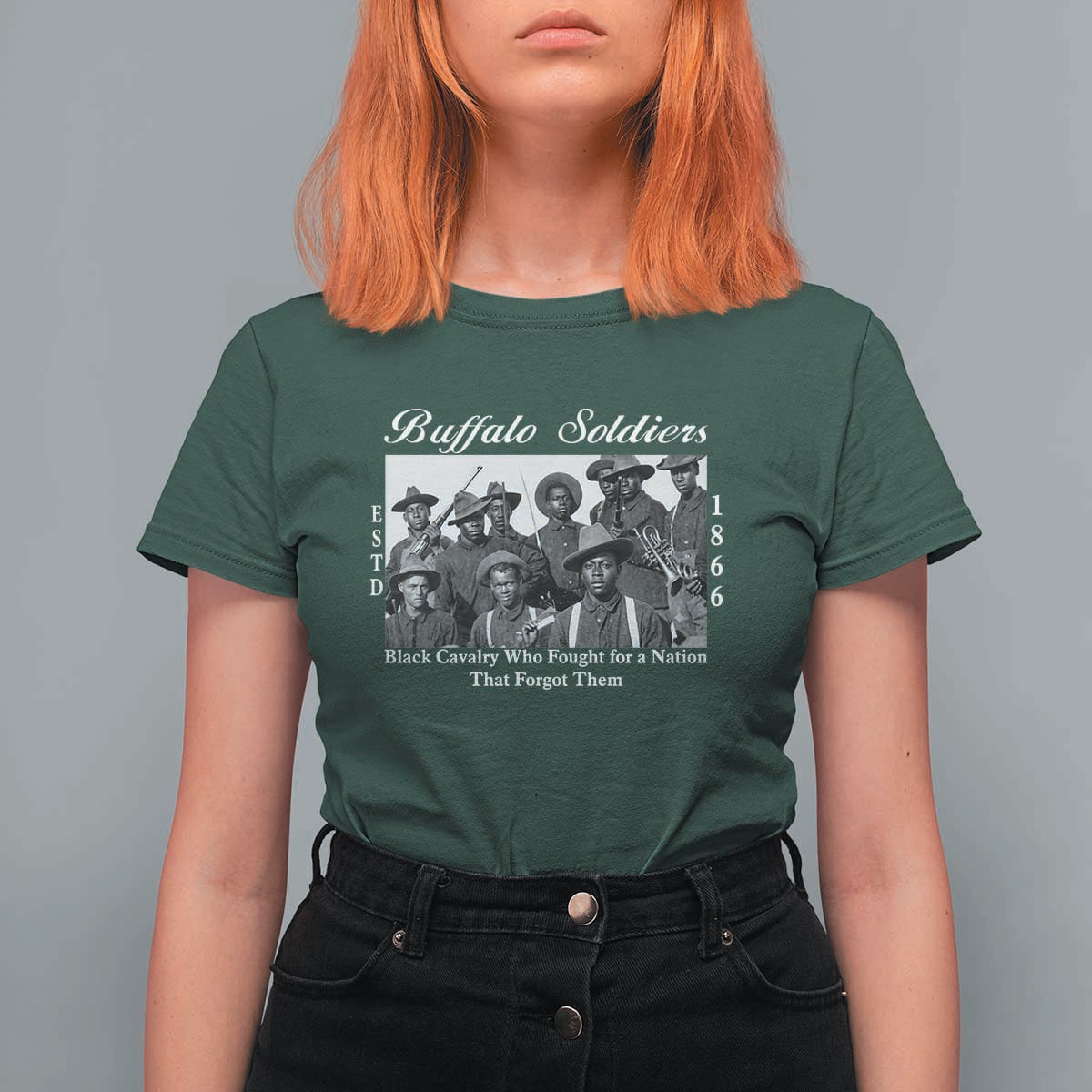 Buffalo Soldiers 1866 African American Cavalry T Shirt For Women Black History Military Heritage Gift