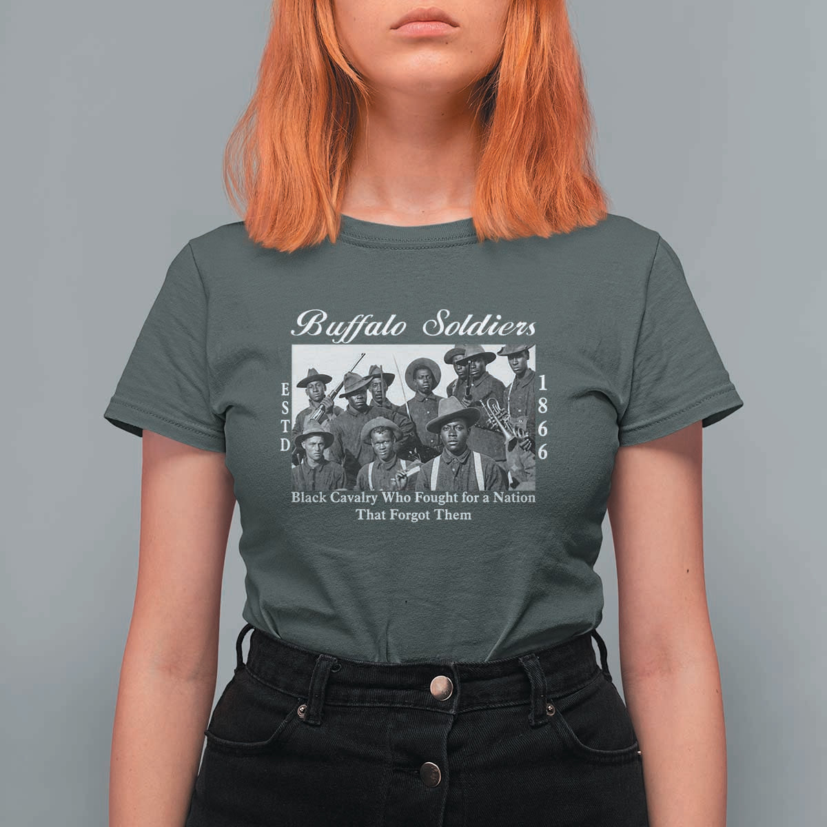 Buffalo Soldiers 1866 African American Cavalry T Shirt For Women Black History Military Heritage Gift