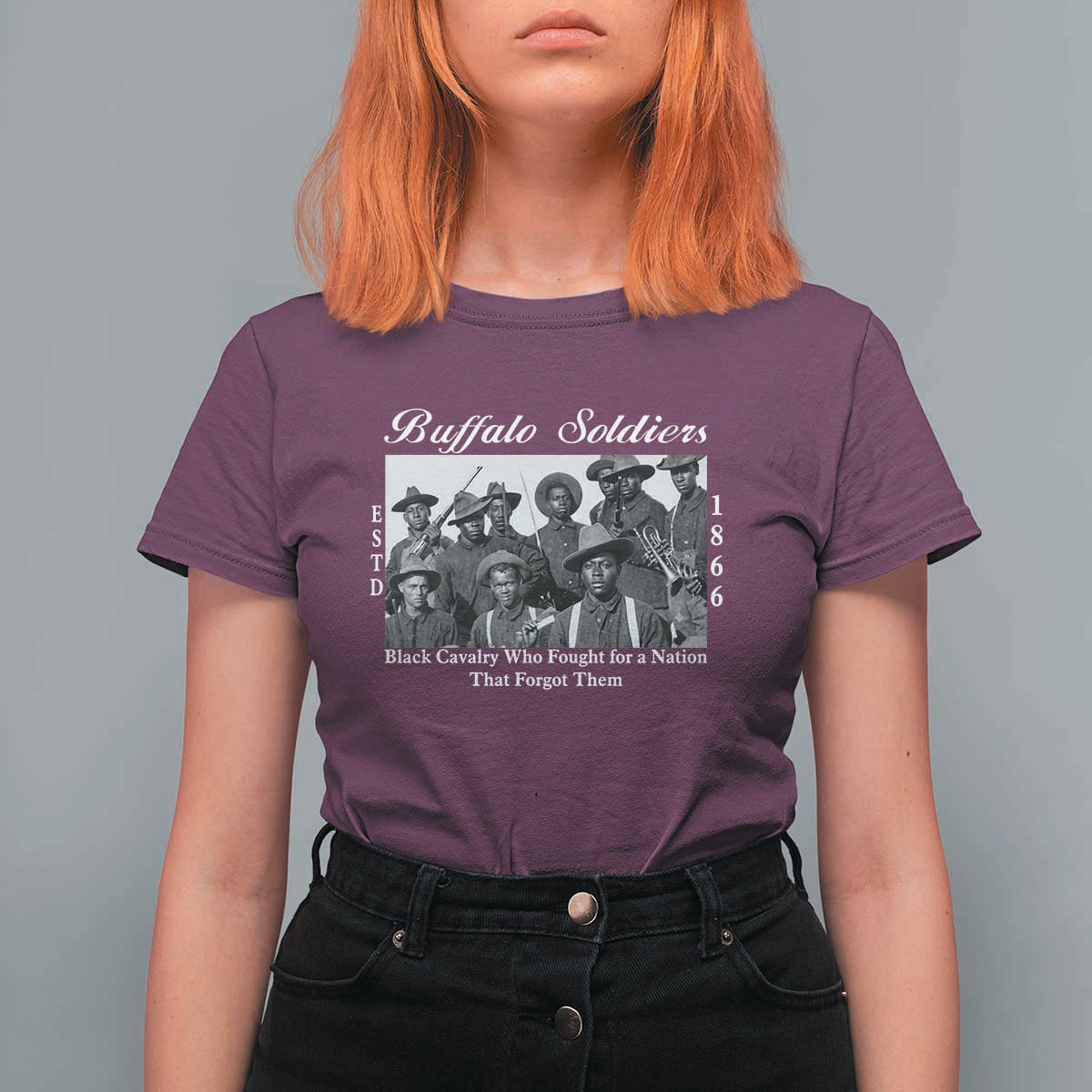 Buffalo Soldiers 1866 African American Cavalry T Shirt For Women Black History Military Heritage Gift