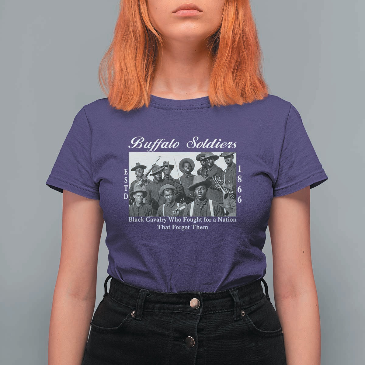 Buffalo Soldiers 1866 African American Cavalry T Shirt For Women Black History Military Heritage Gift