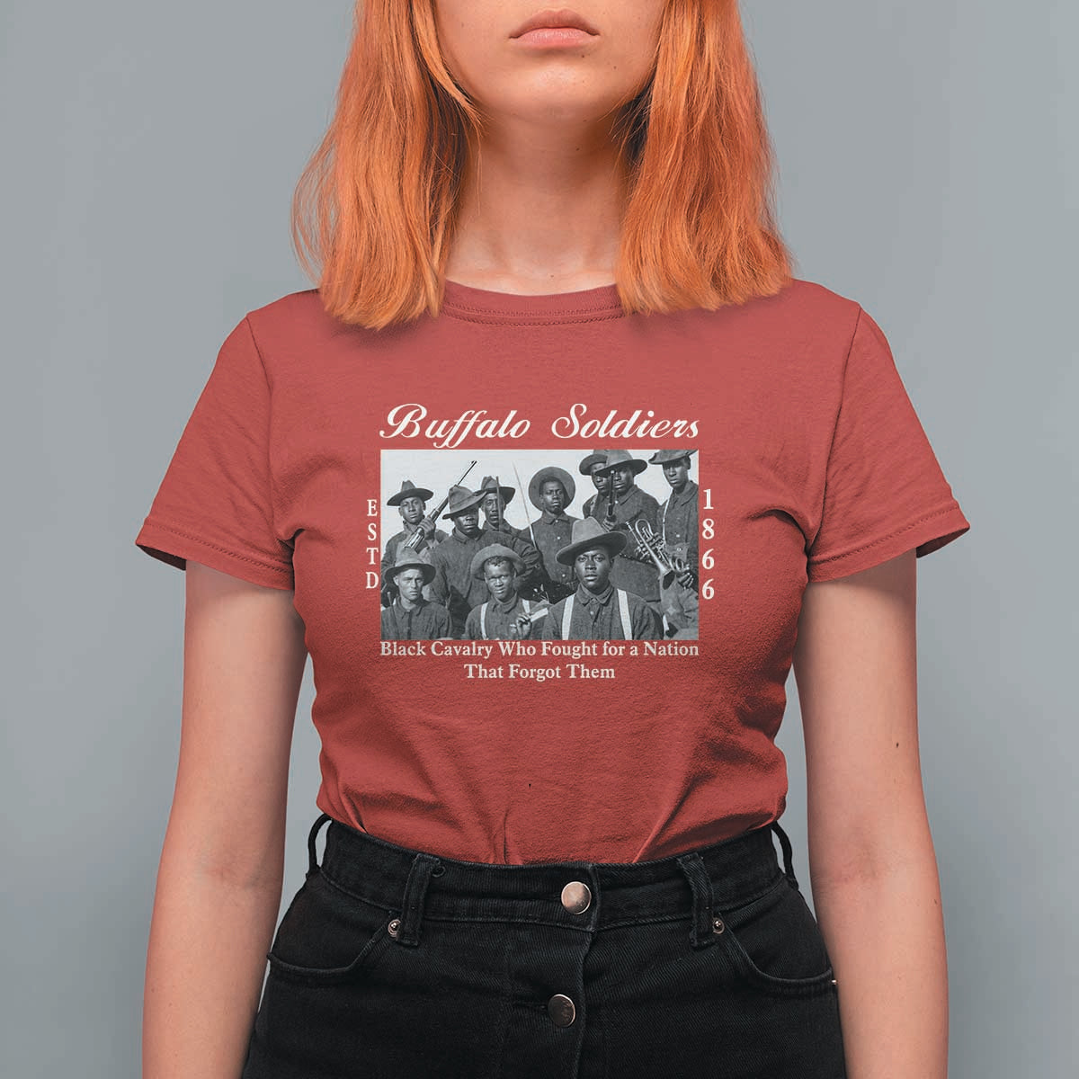 Buffalo Soldiers 1866 African American Cavalry T Shirt For Women Black History Military Heritage Gift