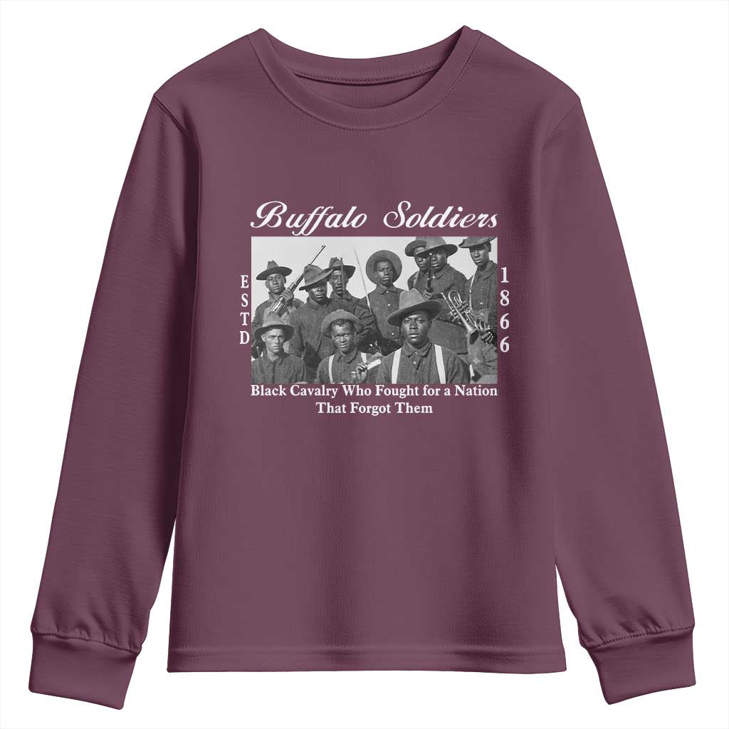 Buffalo Soldiers 1866 African American Cavalry Youth Sweatshirt Black History Military Heritage Gift