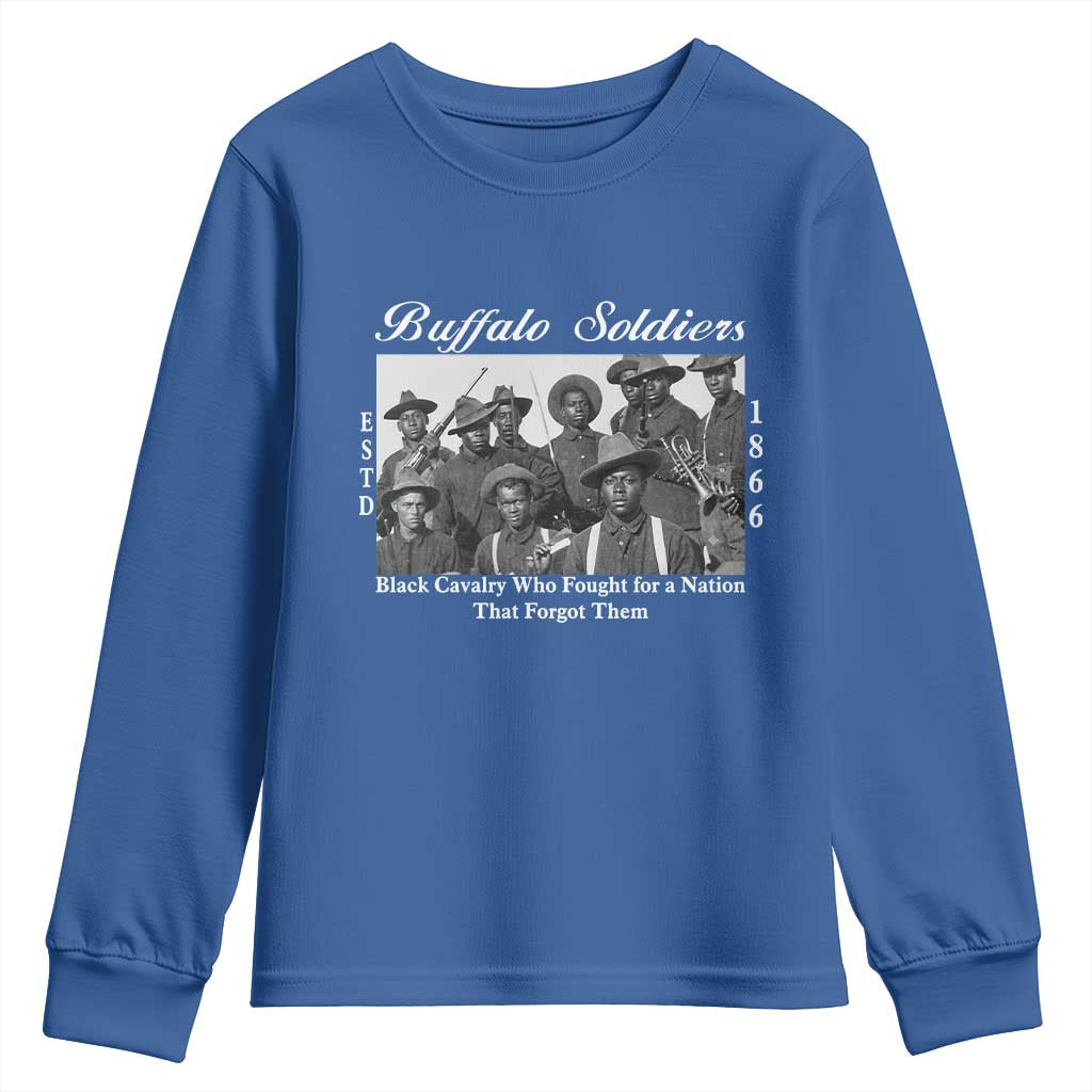 Buffalo Soldiers 1866 African American Cavalry Youth Sweatshirt Black History Military Heritage Gift
