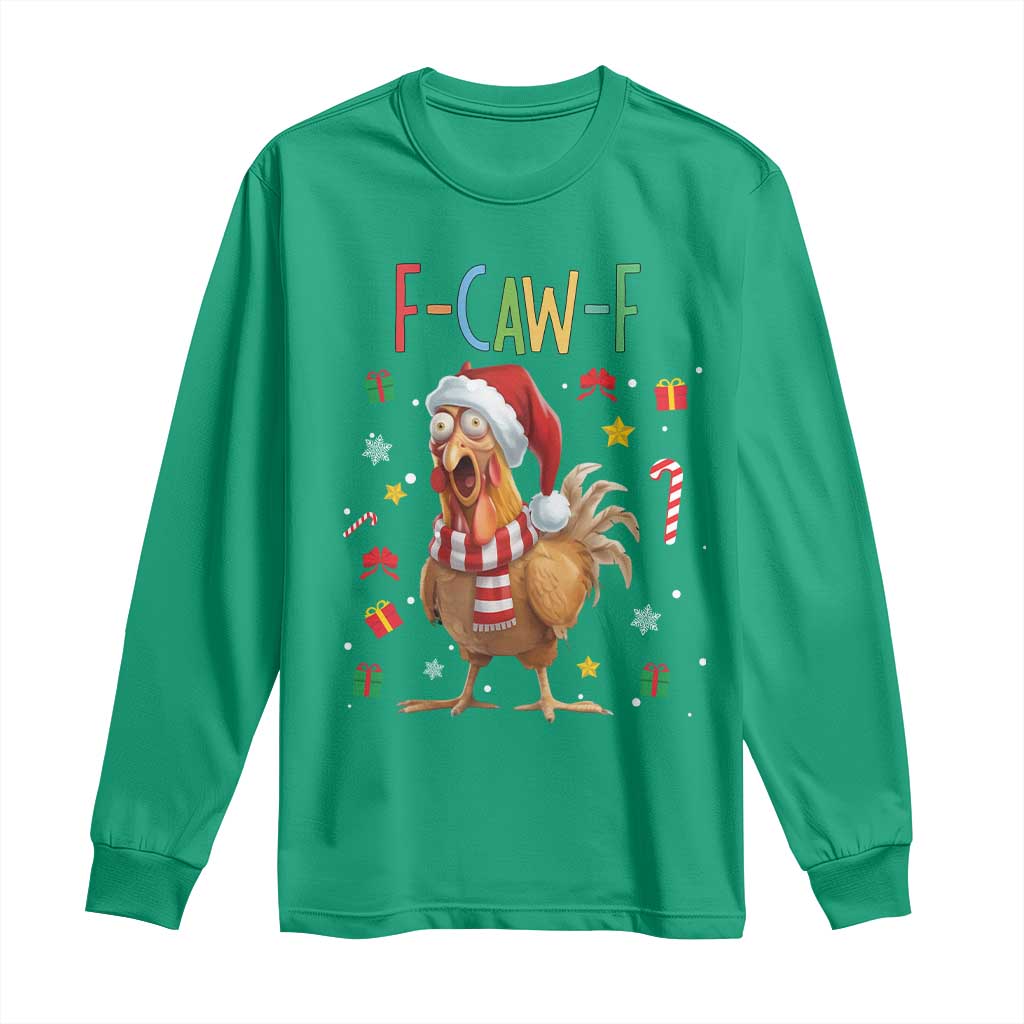 Funny F Caw F Chicken Joke Gift Long Sleeve Shirt Christmas Gift - Wonder Print Shop