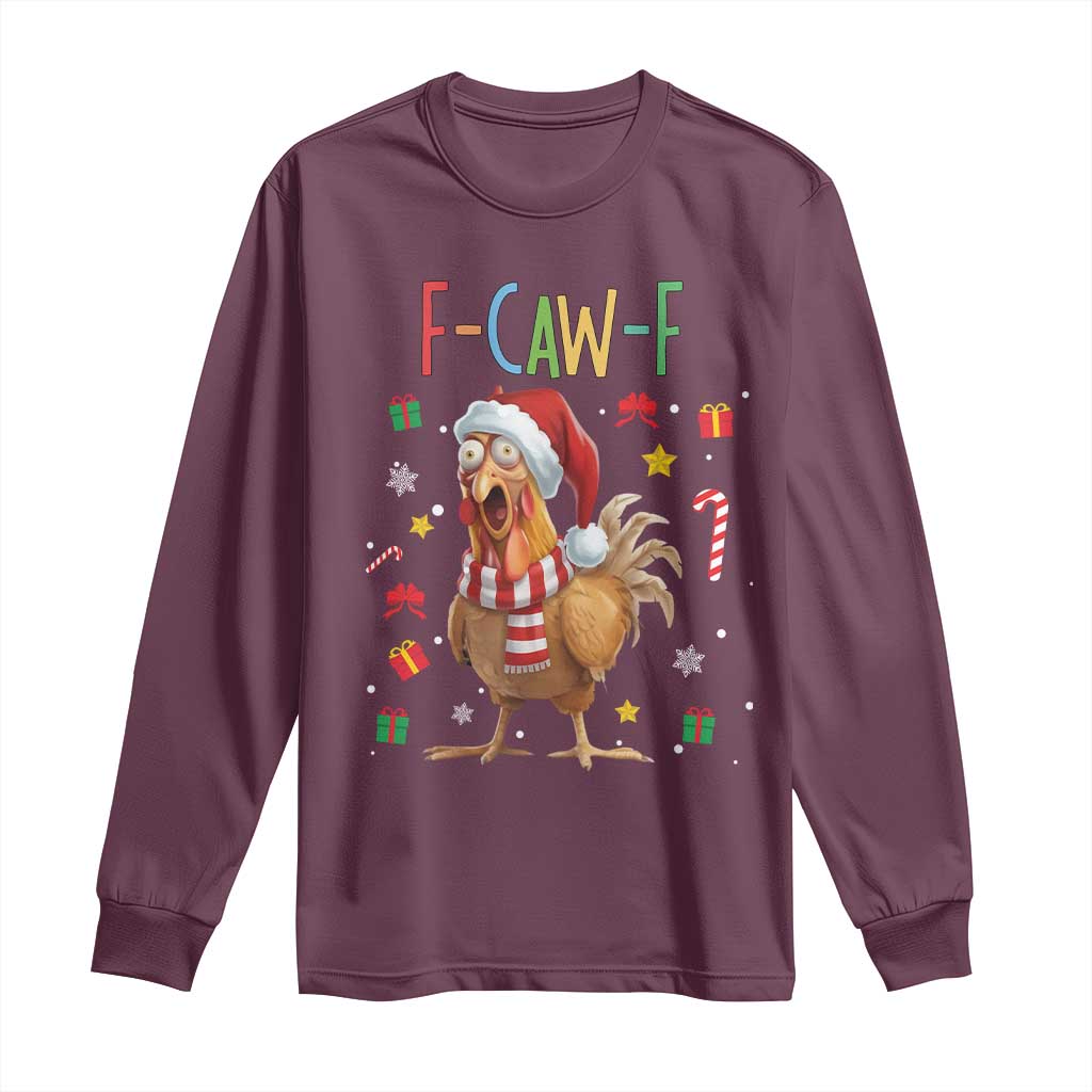 Funny F Caw F Chicken Joke Gift Long Sleeve Shirt Christmas Gift - Wonder Print Shop