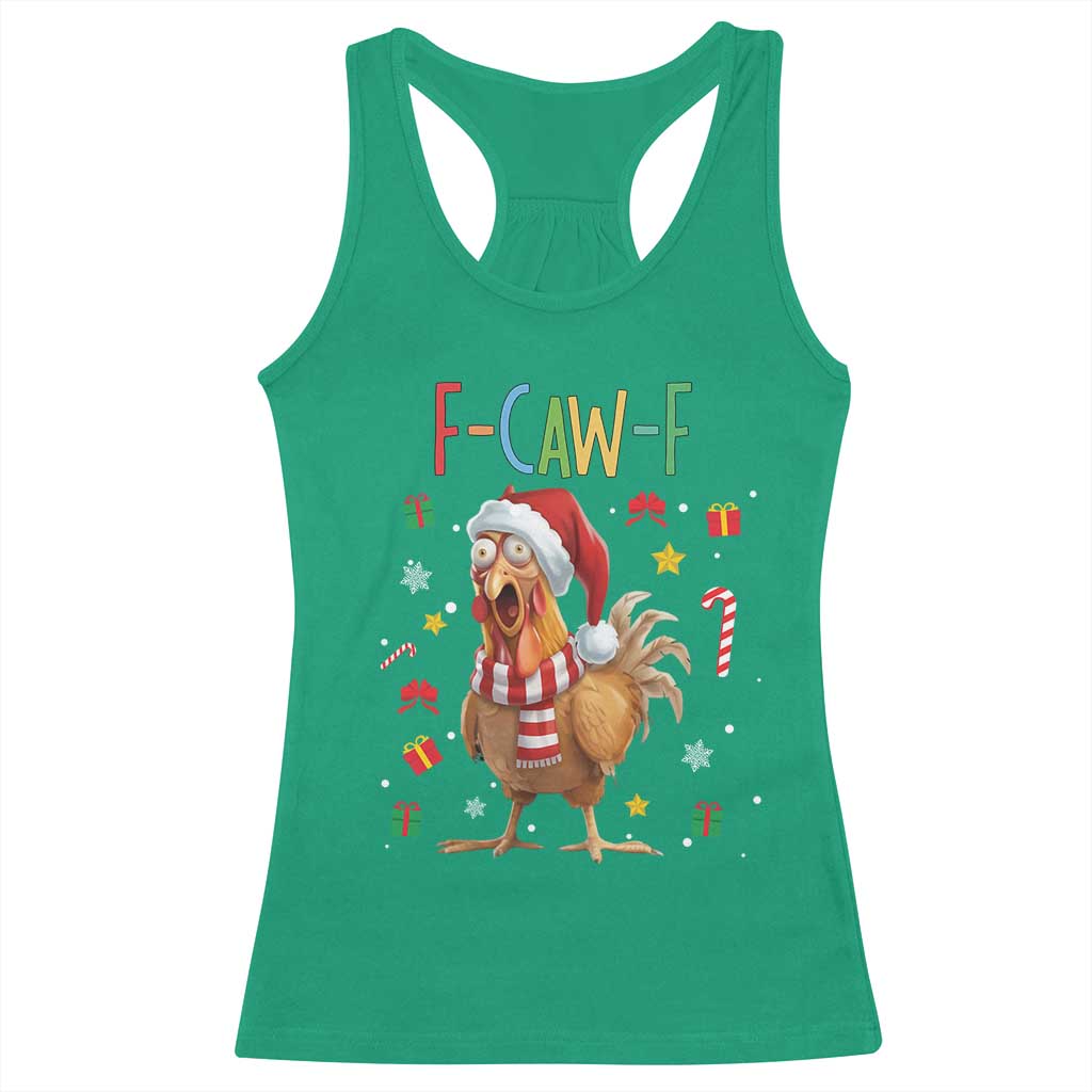 Funny F Caw F Chicken Joke Gift Racerback Tank Top Christmas Gift - Wonder Print Shop