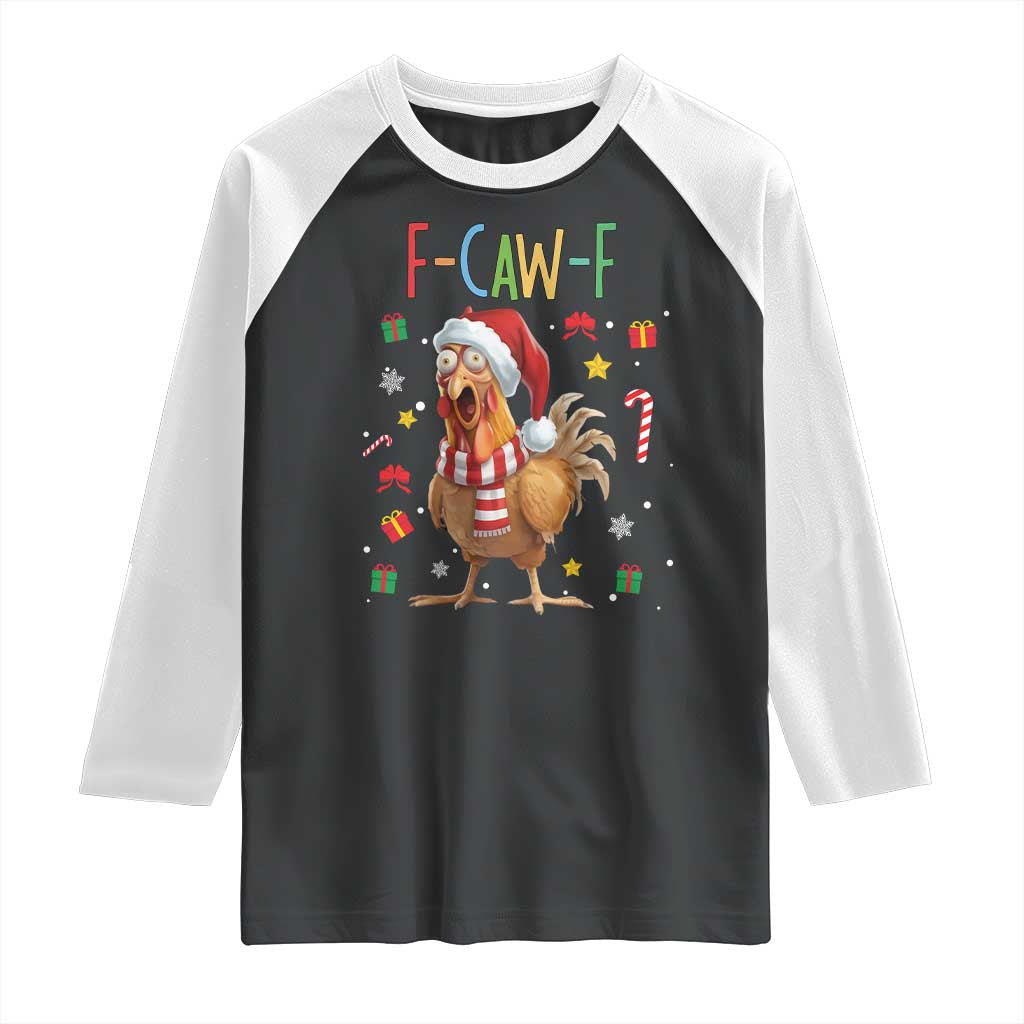 Funny F Caw F Chicken Joke Gift Raglan Shirt Christmas Gift - Wonder Print Shop