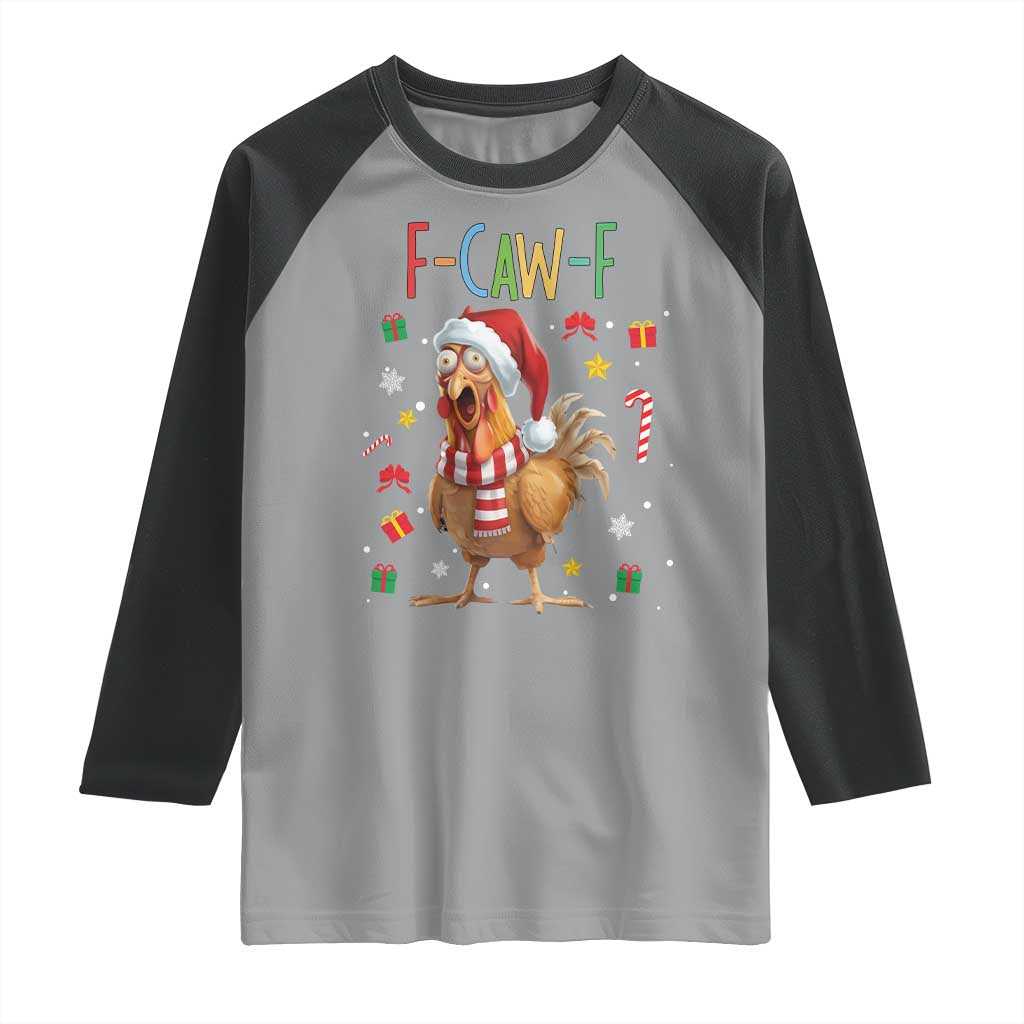 Funny F Caw F Chicken Joke Gift Raglan Shirt Christmas Gift - Wonder Print Shop