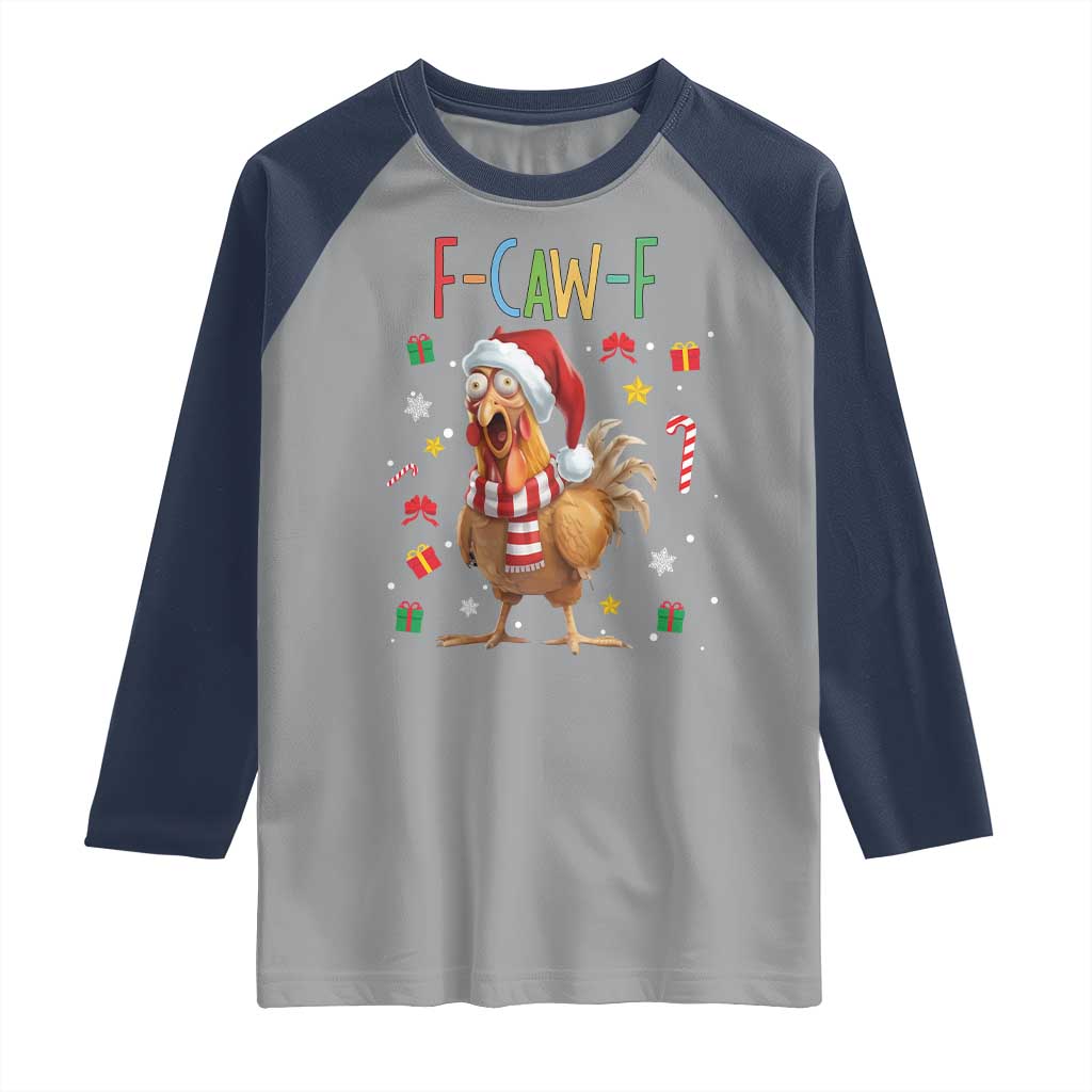 Funny F Caw F Chicken Joke Gift Raglan Shirt Christmas Gift - Wonder Print Shop