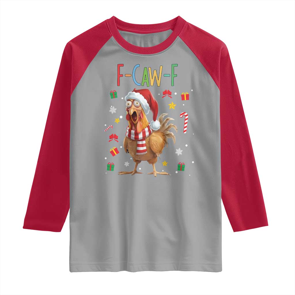 Funny F Caw F Chicken Joke Gift Raglan Shirt Christmas Gift - Wonder Print Shop