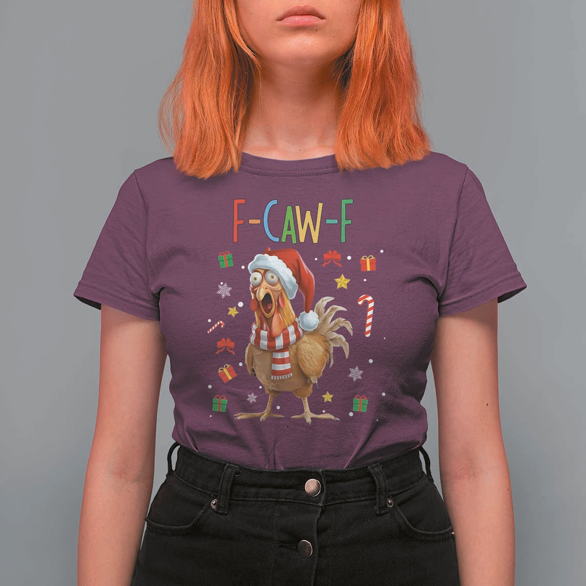Funny F Caw F Chicken Joke Gift T Shirt For Women Christmas Gift - Wonder Print Shop