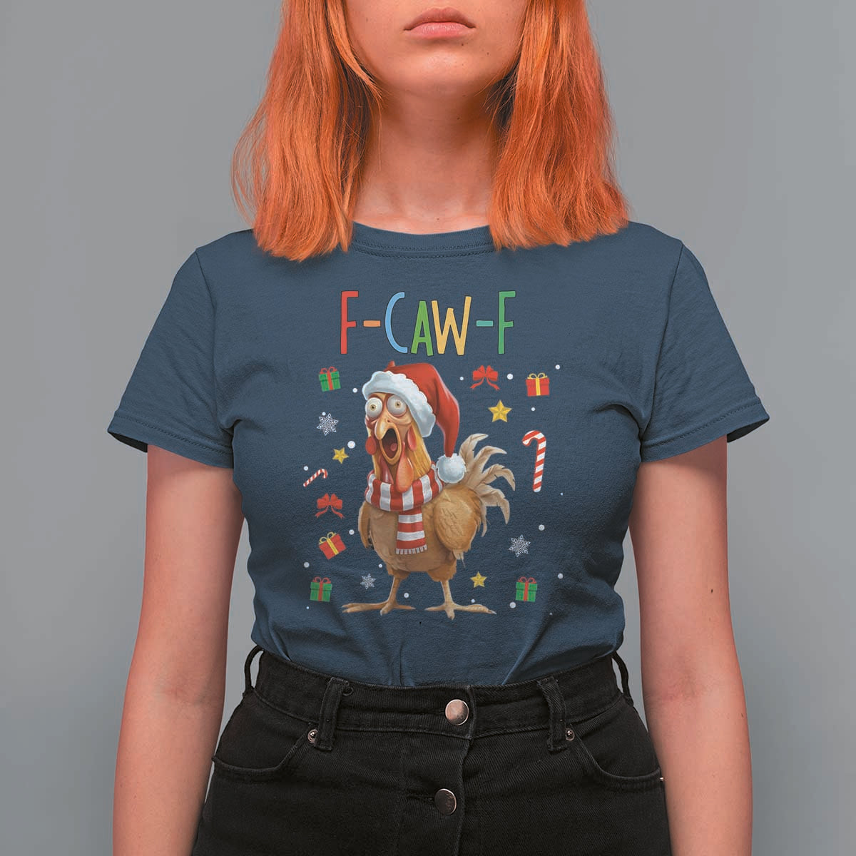 Funny F Caw F Chicken Joke Gift T Shirt For Women Christmas Gift - Wonder Print Shop
