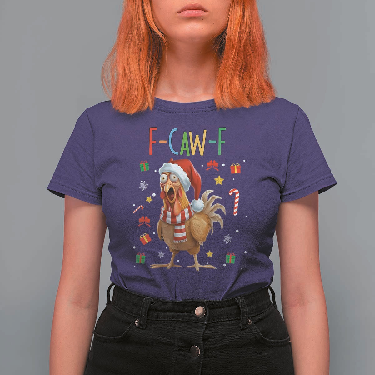 Funny F Caw F Chicken Joke Gift T Shirt For Women Christmas Gift - Wonder Print Shop