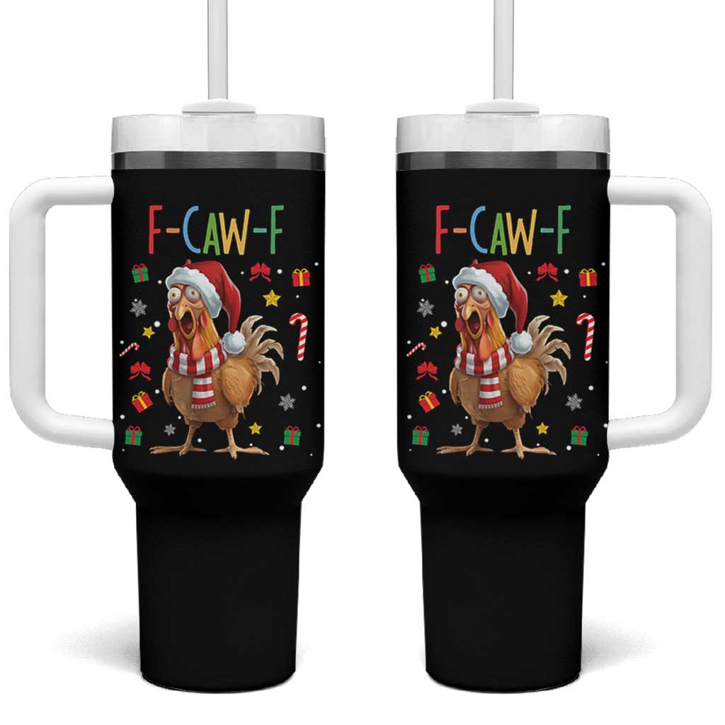 Funny F Caw F Chicken Joke Gift Tumbler With Handle Christmas Gift - Wonder Print Shop