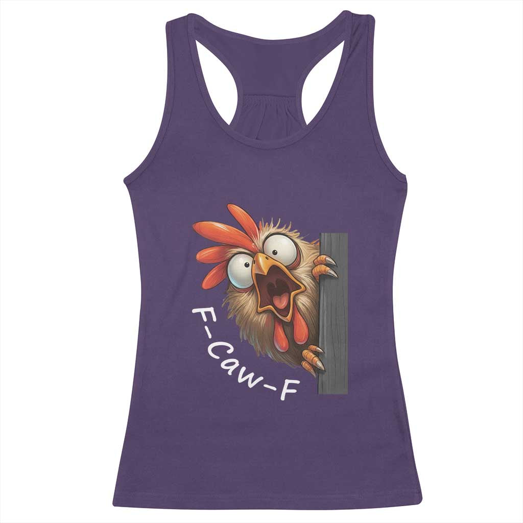 F-Caw-F Chicken Joke Racerback Tank Top Funny Screaming Gift - Wonder Print Shop