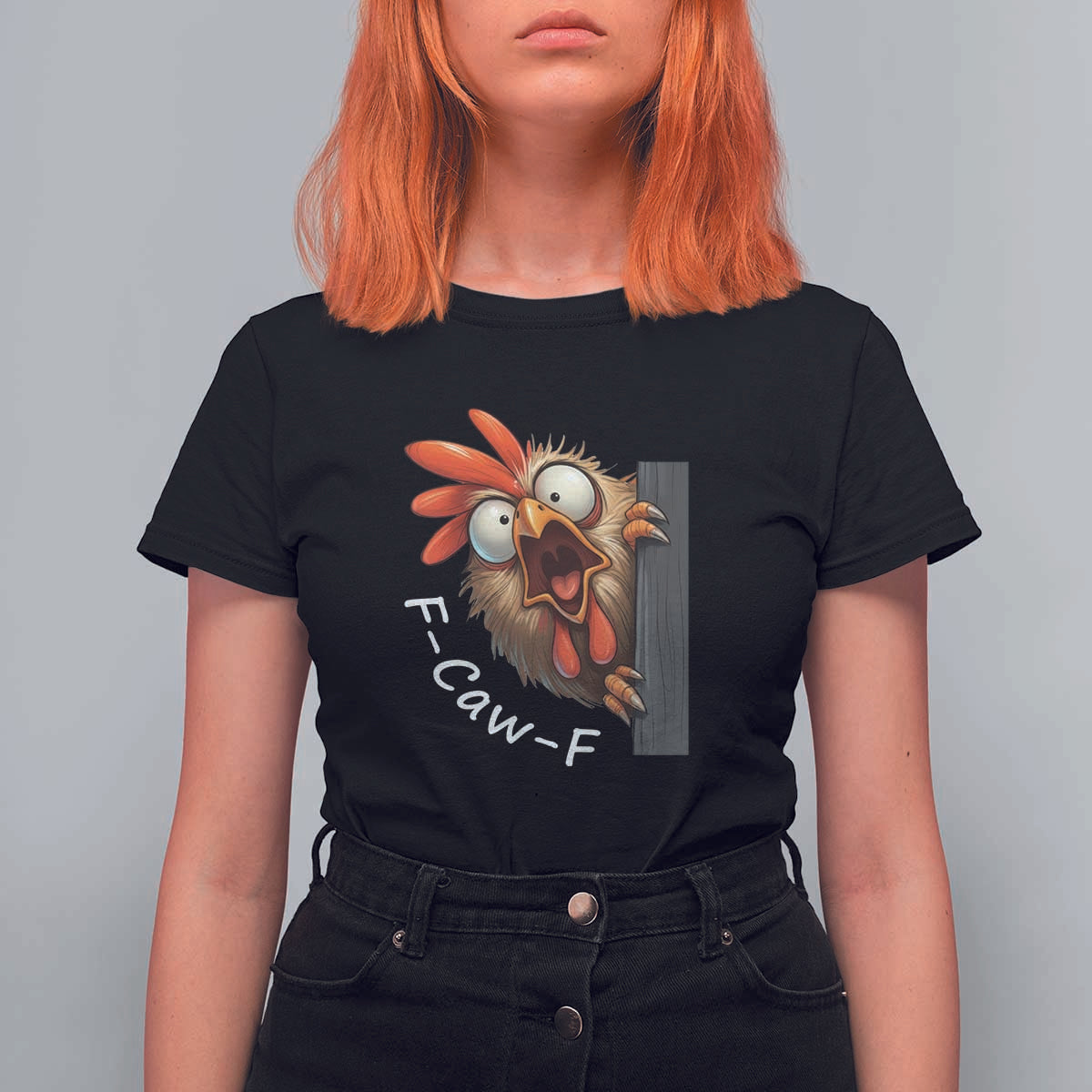 F-Caw-F Chicken Joke T Shirt For Women Funny Screaming Gift - Wonder Print Shop