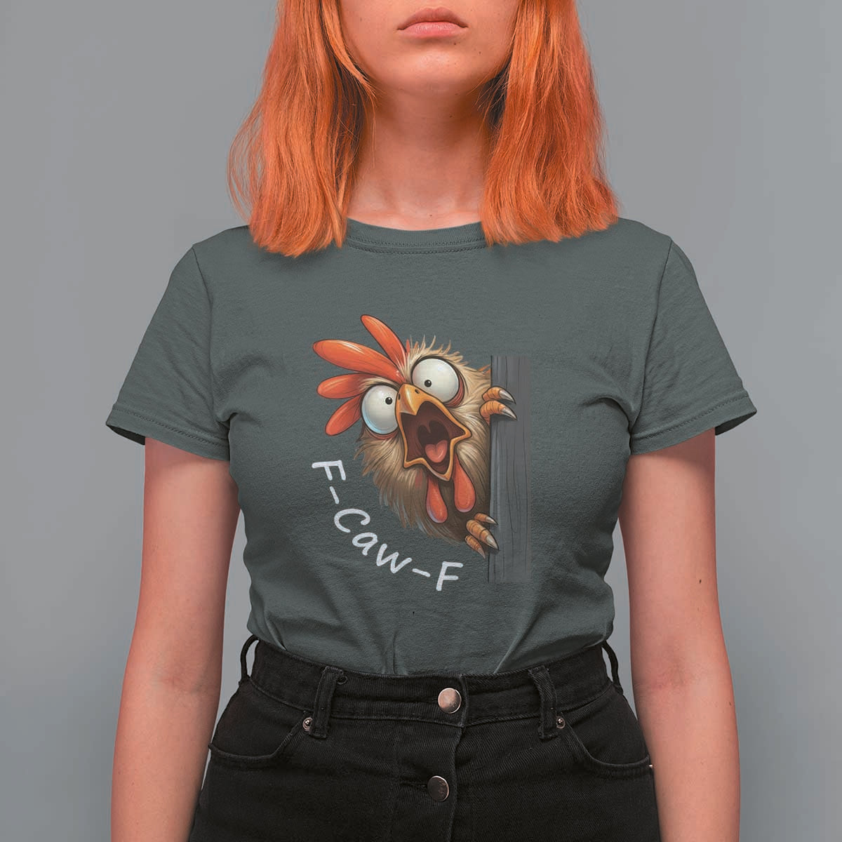 F-Caw-F Chicken Joke T Shirt For Women Funny Screaming Gift - Wonder Print Shop