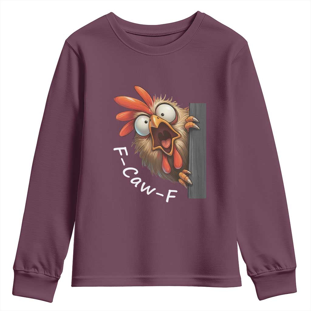 F-Caw-F Chicken Joke Youth Sweatshirt Funny Screaming Gift - Wonder Print Shop