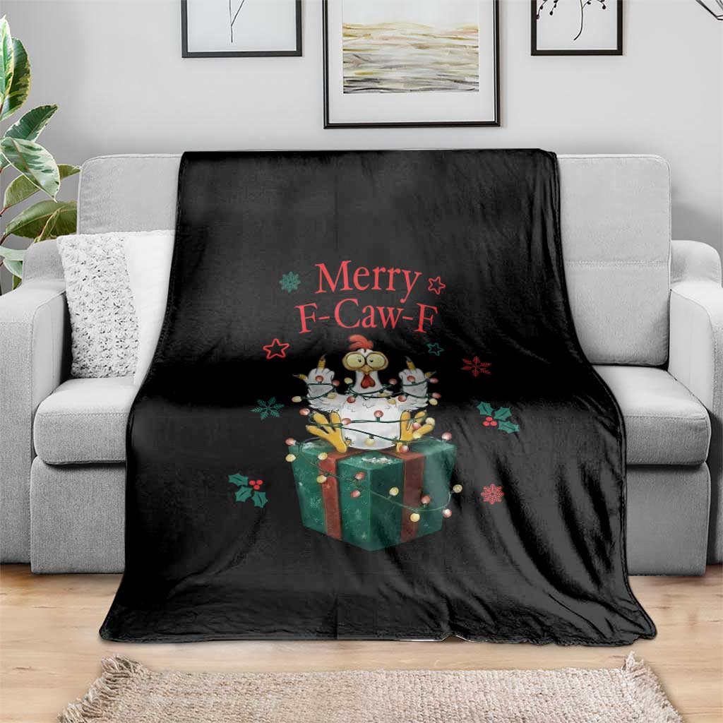 Merry F-Caw-F Chicken Throw Blanket Funny Christmas Gift - Wonder Print Shop