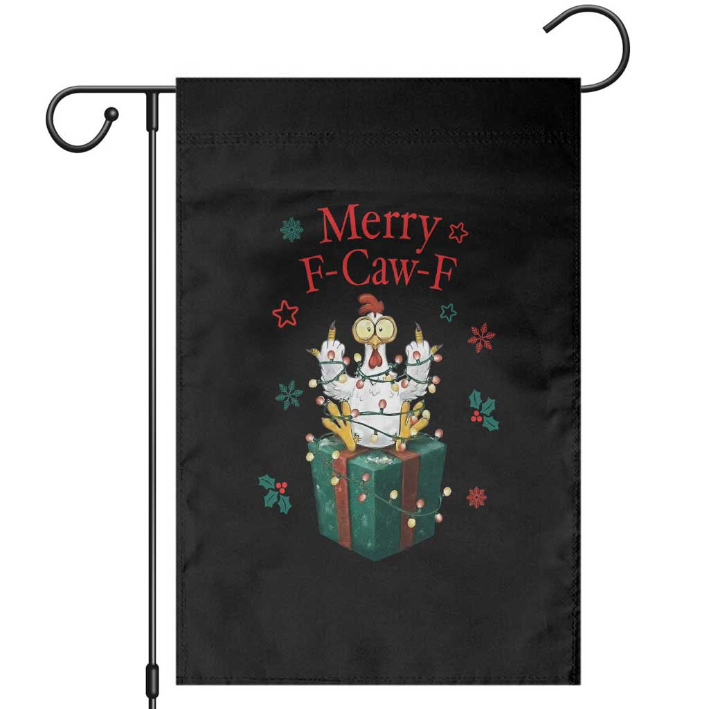Merry F-Caw-F Chicken Garden Flag Funny Christmas Gift - Wonder Print Shop