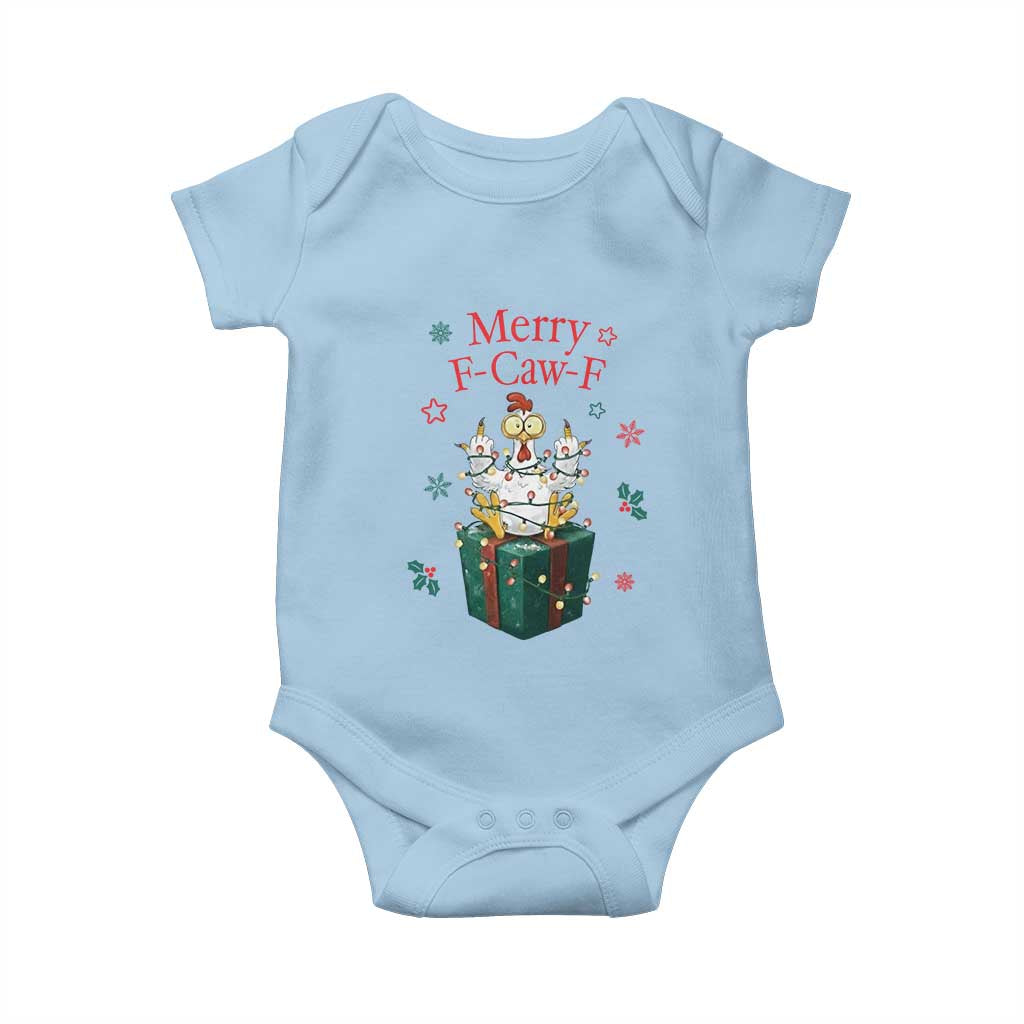 Merry F-Caw-F Chicken Baby Onesie Funny Christmas Gift - Wonder Print Shop